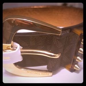 MK Leather Belt.with turquoise shell belt loop